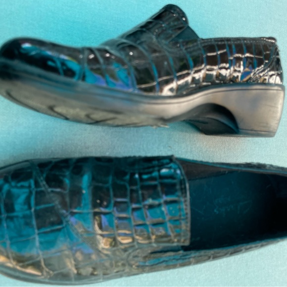 Clark’s patent wedge mock crock black - Picture 1 of 4